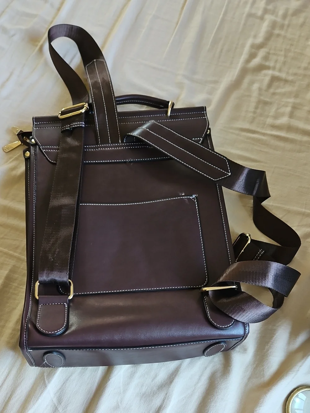 Brown Women's Backpack with Black & White Pattern